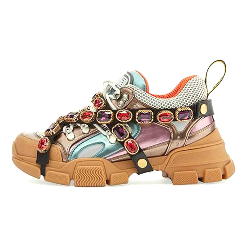 Natalia-sneakers platform con cristalli colorati